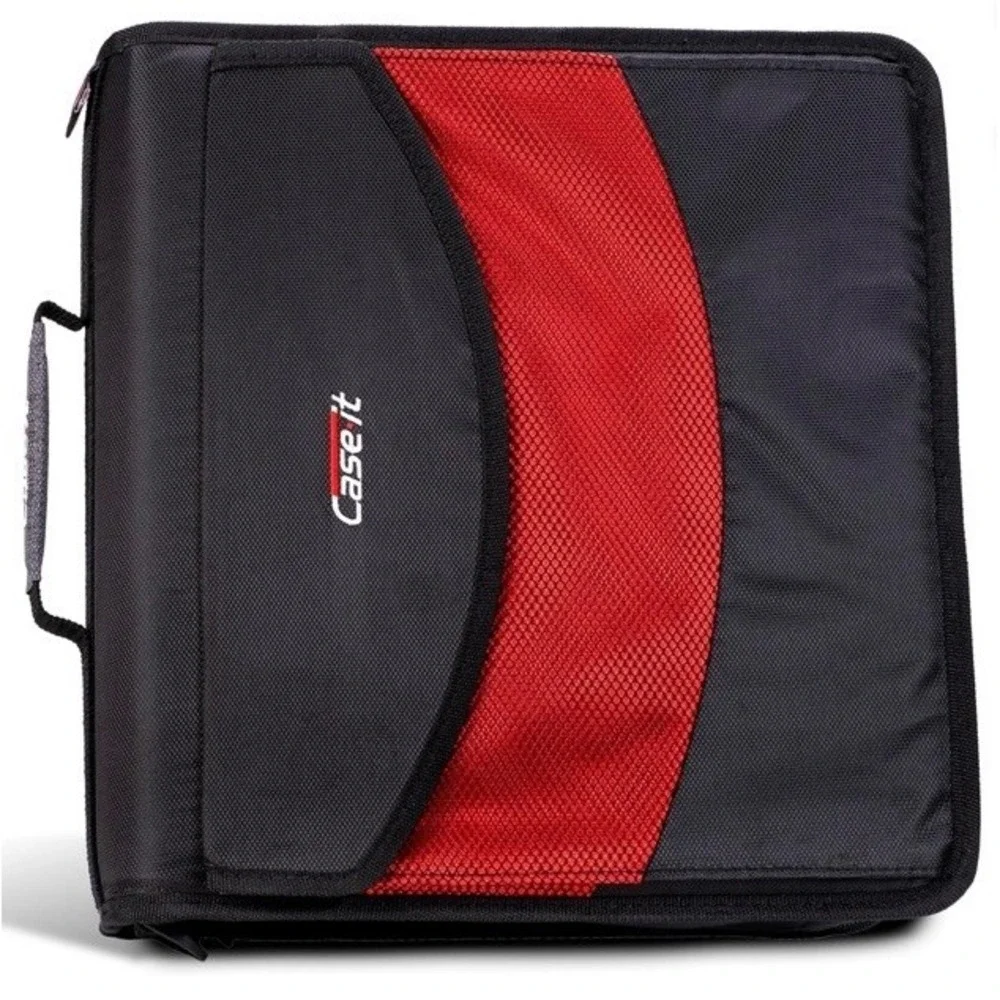 Case It The Dual 2 in 1 Zipper Binder Two 1.5 Inch D Rings Pen Pouch Strap Carry